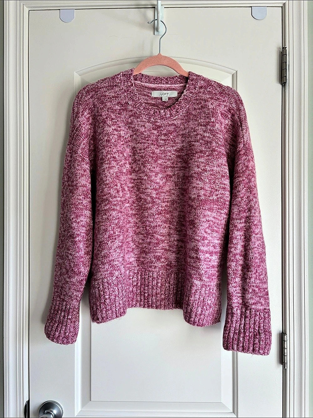 LOFT Marled Knit Sweater in Pink Size Large Like New